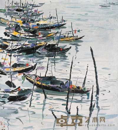 吴冠中 1987年 静静河湾 45×41cm